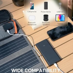 30W Foldable Solar Panel Portable Solar Charger with PD USB-C 30W USB-A 18W max Output, Backpacking Solar Panel for Camping, Ultra Compact Solar Panels for Hiking, Trip, Outdoor Activities
