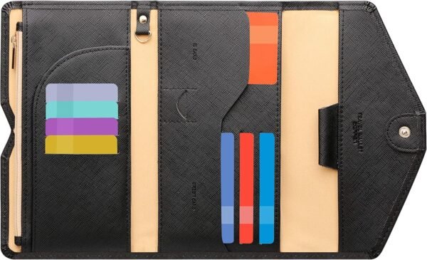 ZOPPEN Mulit-purpose Rfid Blocking Passport Holder Travel Wallet (Ver.4) Passport and Vaccine Card Holder ComboTri-fold Document Organizer Travel Essentials