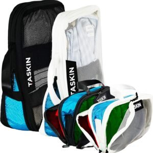 Taskin Compression Packing Cubes | Separate Clean & Dirty Compartments w/Flexible Separator | YKK Zippers | Set of 4 (2L + 2M)
