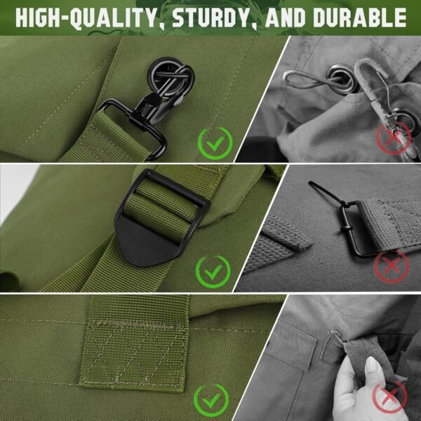 MOZETO Military Duffle Bag, 110L Extra Large Sea Bag with Backpack Straps Heavy Duty Army Duffle Bag for Camp, College Dorm or Laundry Bag - Image 3