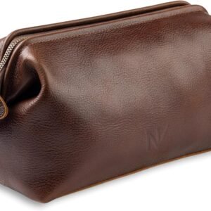 NV Holders Premium Genuine Leather Toiletry Bag for Men – The Ultimate Travel Dopp Kit and Hygiene Organizer, Perfect Men’s Toiletry Travel Bag (Brown)