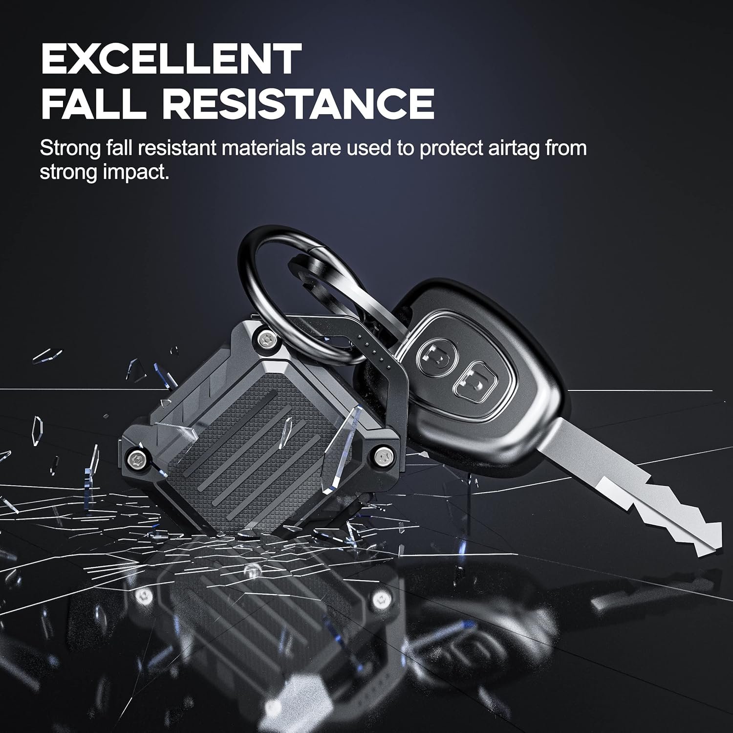 Dovick- Waterproof Airtag Keychain Holder Case,Screw Full Cover Compatible with Apple Air Tag Tracker Key Ring (Black 2Pack) - Image 4