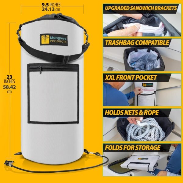 Portable Boat Trash Can, Reusable Trash Bag, Boating Equipment, Boat Storage, Boat Accessories Marine, Pontoon Boat Accessories, Fishing, Sandbar, RV, or Camping - Image 4