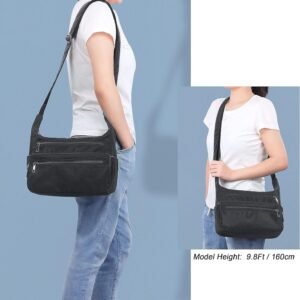 VOLGANIK ROCK RFID Purses for Women Fabric Nylon Multi Pocket Crossbody Bag Ladies Travel Handbag