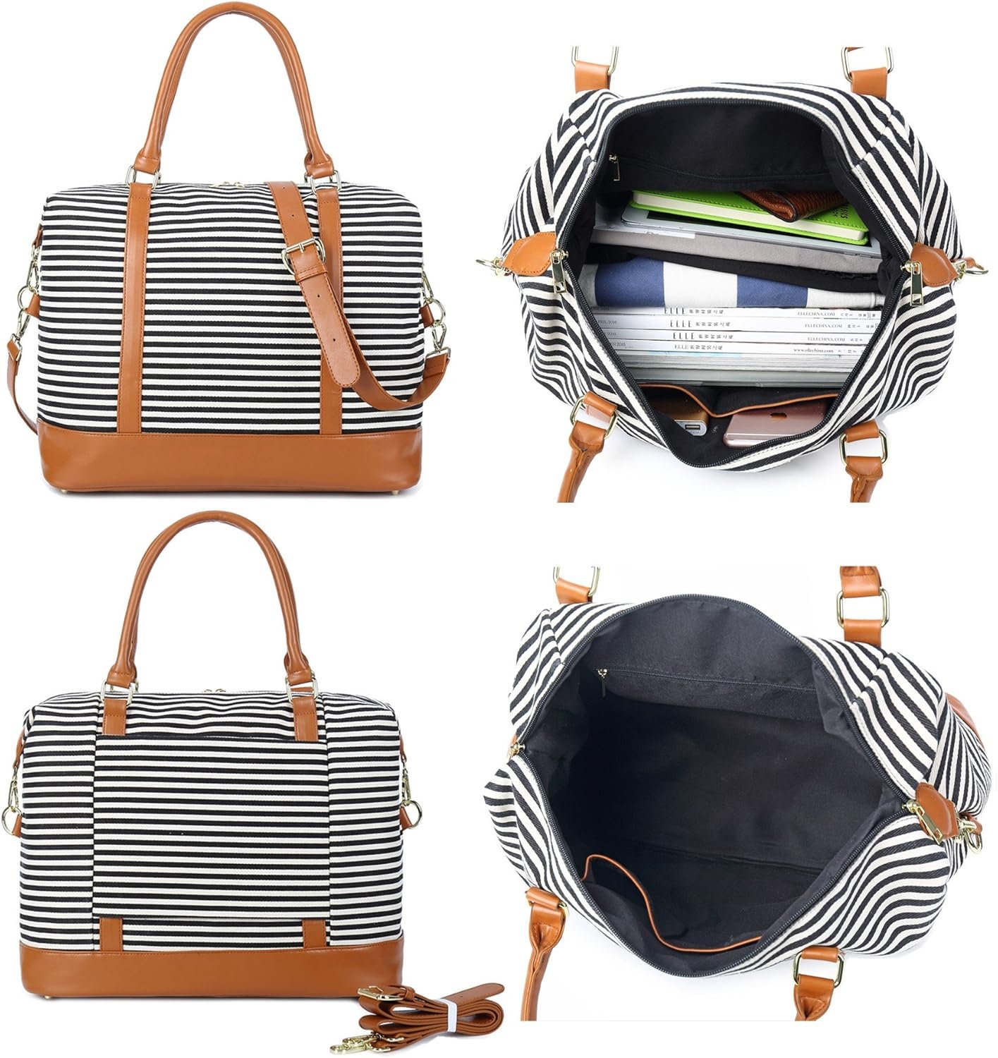 BLUBOON Travel Tote Bags with Zipper Ladies Canvas Bag Weekender Overnight Bag for Women Carry on Duffel Bag Trolley Sleeve - Image 4