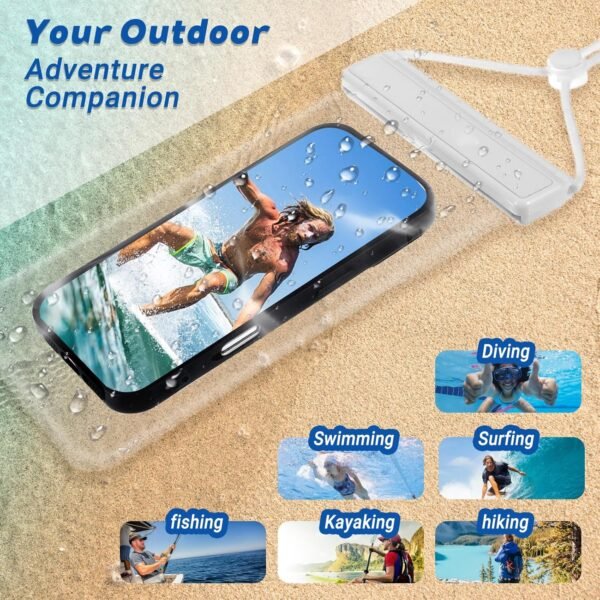 2 Pcs Phone Water Pouch,Universal Phone Case for Water,Waters Proof Case for Phones with Lanyard for Smartphone, Up to 8.66" Devices, Transparent - Image 6