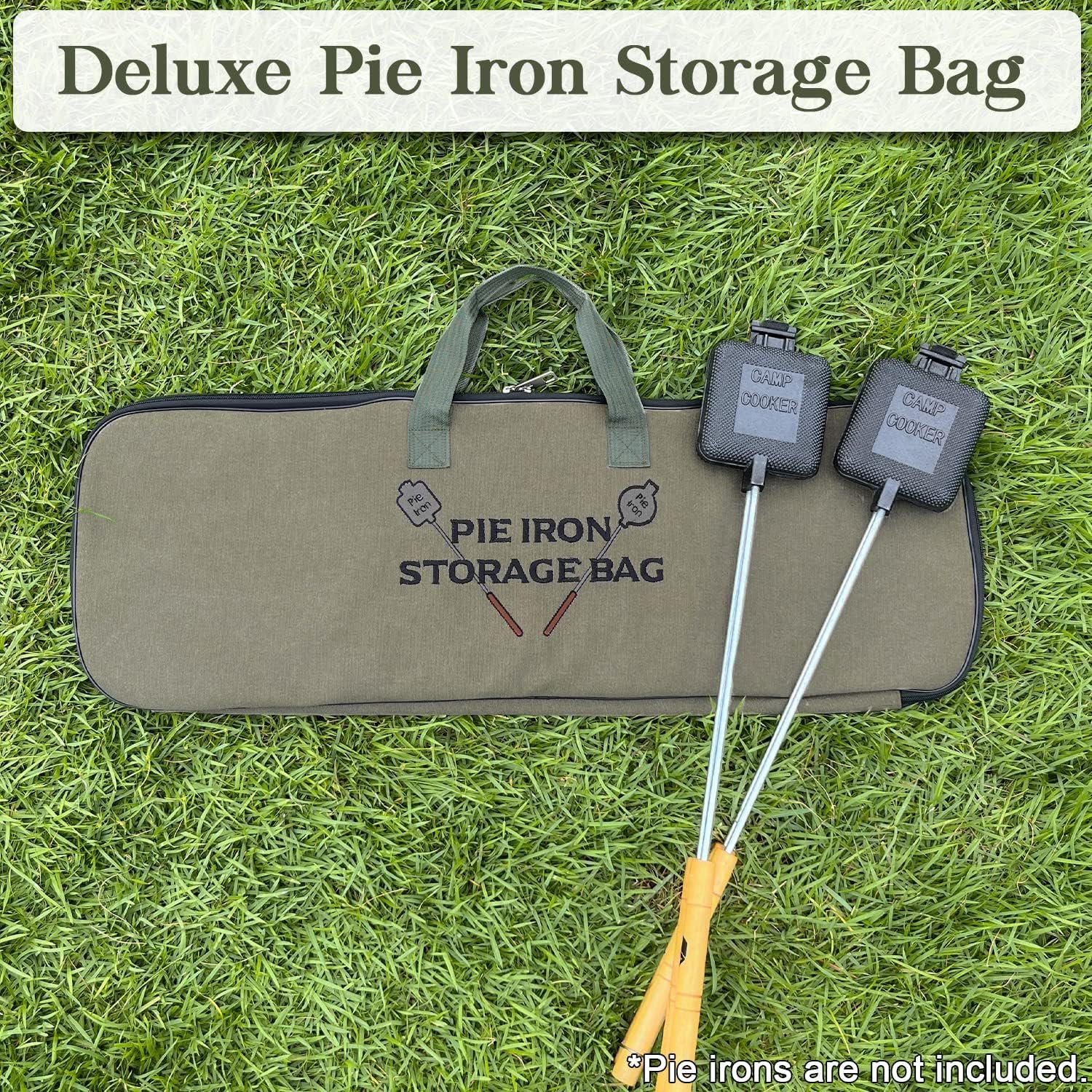 Deluxe Pie Iron Bag for Mountain Pie Maker Cast Iron Storage Fits up to 4, Heavy Duty Padding with Extra Pocket for Campfire Accessories, Strong Straps to Secure, Camping Storage Bag 32×12in - Image 6
