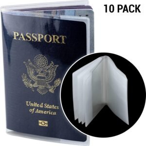 10 Pack Passport Cover Clear Plastic Passport Protector Case Passport Sleeve Clear Vinyl Transparent Passport Holder Travel Document Organizer