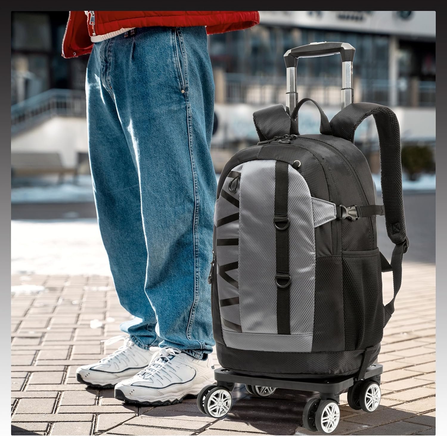 Rolling Backpack with Wheels for Boys Roller Wheels Backpacks Big Kids Laptop Luggage Travel Suitcase for Teen Boys - Image 6