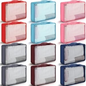 Tudomro 12 Pcs Large Packing Cubes Luggage Organizers for Suitcase Mesh Travel Organizer Bags Travel Packing Organizers for Traveling Camping Hiking
