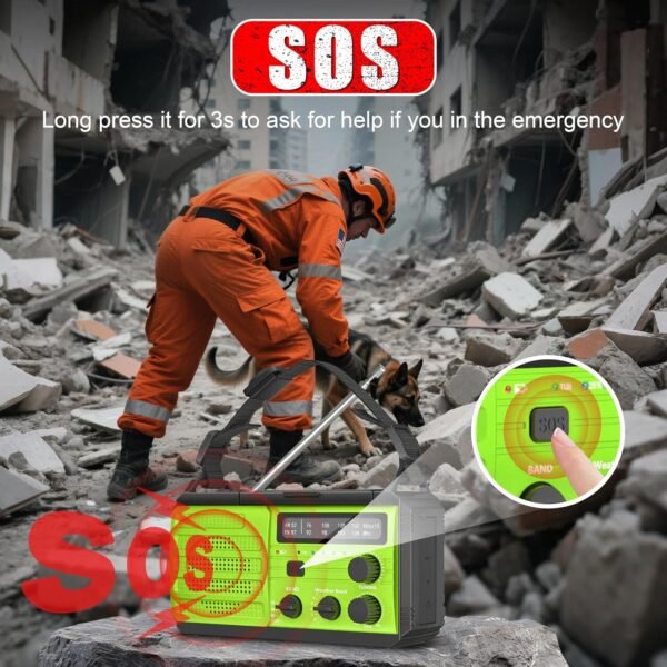 Emergency Radio 22200mWh Solar Hand Crank Emergency Radio: AM/FM/NOAA Weather Radio with Phone Charger, Flashlight & Reading Lamp, Headphone Jack, SOS Alarm for Home Survival Hurricane - Image 4