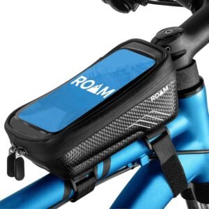 Roam Bike Universal Phone Holder + Waterproof Zipper Storage Case – Fits Smartphones Up To 4″ x 7″ – Velcro Strap Mounts To Bicycle Frame – Full Touchscreen Capabilities – Black