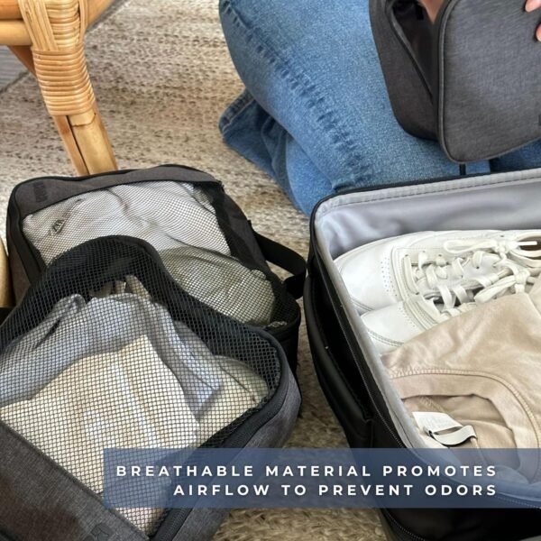 BARA Space Saving Packing Cubes for Carry On Suitcase Luggage Organization - Medium and Small Packing Organizers with a Mesh Top for Lightweight Travel Organization, Grey (Set of 2) - Image 4