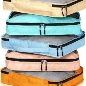 5 Pcs Packing Cubes for Suitcase Large Travel Cubes Carry on Luggage Organizer Bags for Clothes Accessories (L,Pastel)