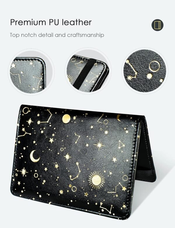 Mymazn Passport Holder with Clear Pocket Passport Case Passport Cover Women Passport Case with RFID Blocking and Vaccine Card Holder Travel Wallet (Black/Gold, Minimalist) - Image 2