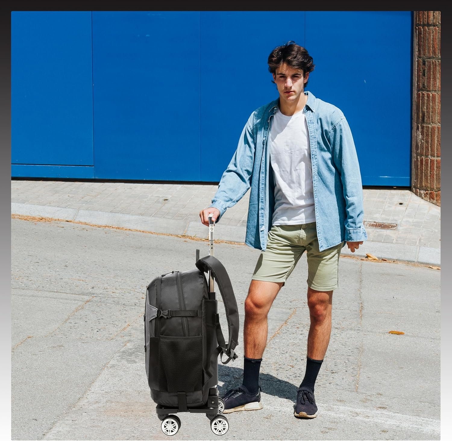 Rolling Backpack with Wheels for Boys Roller Wheels Backpacks Big Kids Laptop Luggage Travel Suitcase for Teen Boys - Image 7