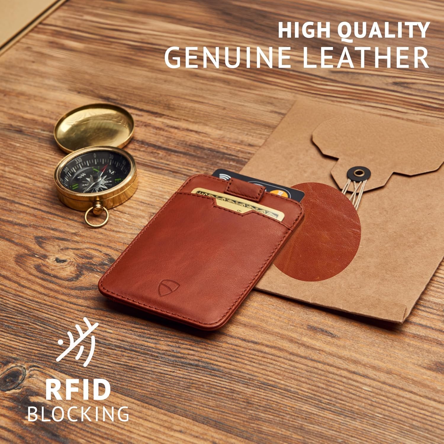 Vaultskin CHELSEA Mens RFID Blocking Slim Leather Card Wallet - Minimalist Front Pocket Cardholder - Image 3