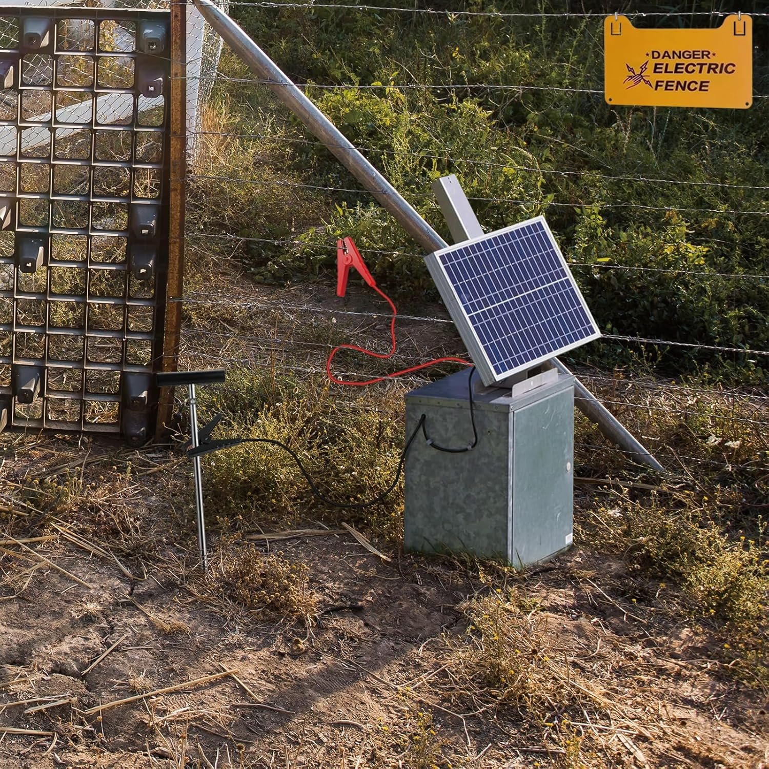 Electric Fence Grounding Rod Set, Ground Rod for Farm Fence and Electric Fence Jumper Leads Cable with Crocodile Clip for Solar Powered Electric Fence Charger, Electric Fence Energizer - Image 4