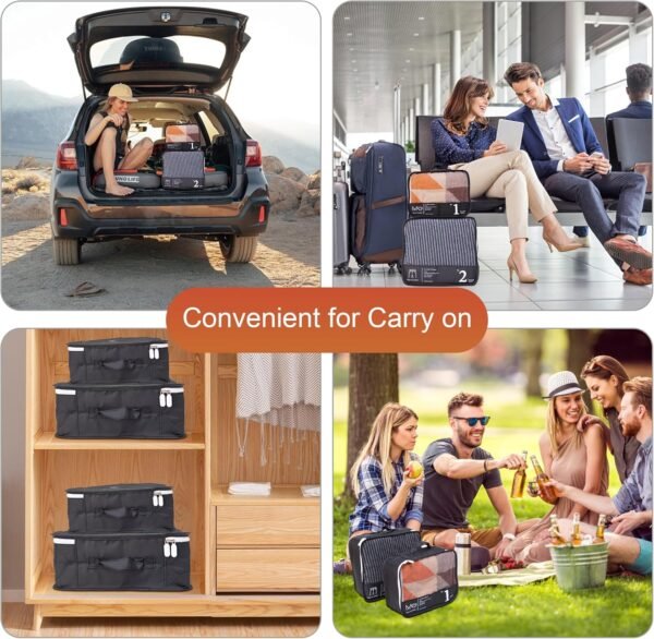 Luggage Organizer Bags For Travel - 4 Set Of Packing Cube for Suitcases - Packing Cubes For Travel-Packing Cubes For Carry On Suitcase Luggage(4 black) (4 Black) - Image 7