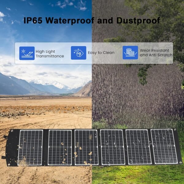 100 Watt Portable Solar Panel, Foldable Solar Panel Charger with Kickstands, QC3.0 USB-A USB-C & DC Output for Phone/Power Station, IP65 Waterproof for Camping Backpacking Hiking RV Blackout - Image 6