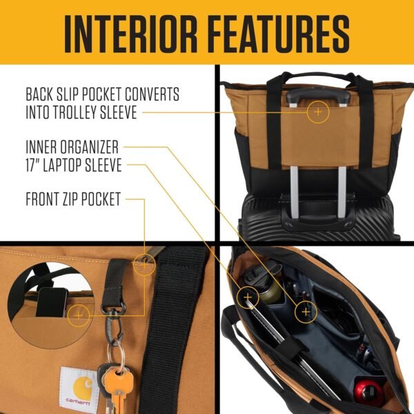 Carhartt Horizontal Zip Classic Laptop Tote Bag, Durable Water Repellent Material W/ 17" Tablet Sleeve - Image 4