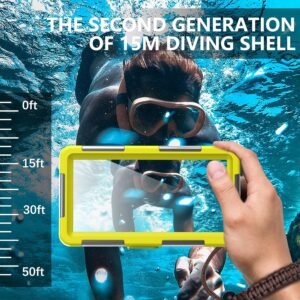 Underwater Diving Phone Case for iPhone 16/15/14/13/12/11 Pro Max & Samsung Galaxy S24/S23/S22 Plus Ultra, Professional [50ft/15m] Snorkeling Swimming Surfing Photo Video Cover (Yellow)