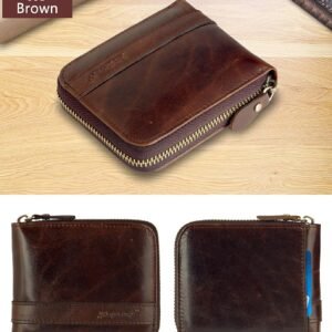 Admetus Men’s Genuine Leather Short Zip-around Bifold Wallet