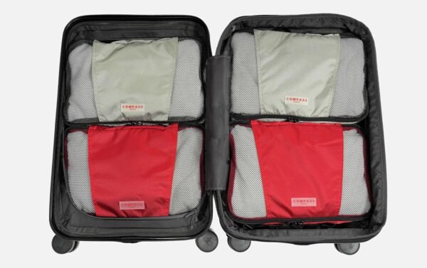 Medium Packing Cubes for Travel - 4 Piece Luggage Organizer Cubes for Carry On Luggage Backpack and Carry On Suitcase with Unique Number and Color Coded System - Dual Zippers, Top Handle, Red and Grey - Image 3