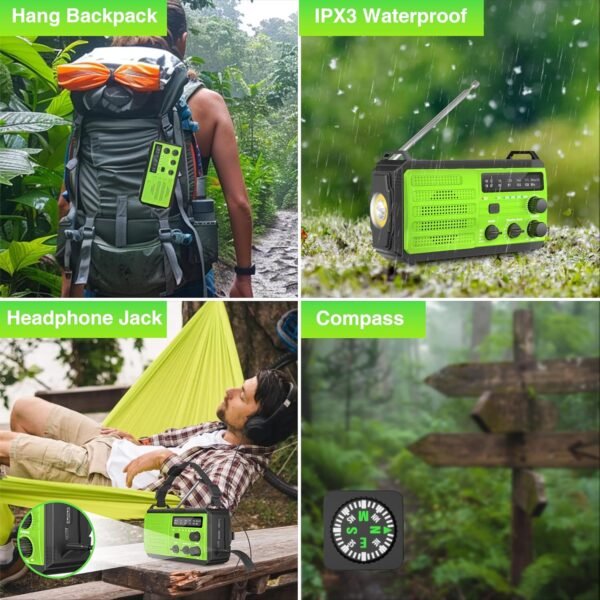 Emergency Radio 22200mWh Solar Hand Crank Emergency Radio: AM/FM/NOAA Weather Radio with Phone Charger, Flashlight & Reading Lamp, Headphone Jack, SOS Alarm for Home Survival Hurricane - Image 7