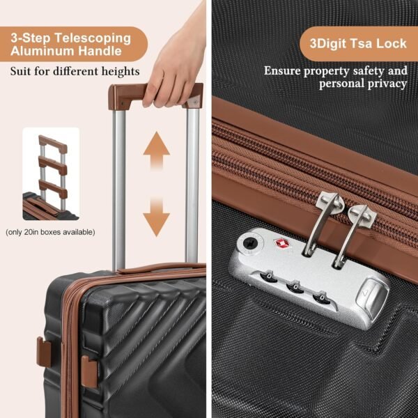 5 piece Luggage Set Expandable Suitcase 22x14x9 Airline Approved Carry on, ABS Hard Case Suitcases with Spinner Wheels, TSA Lock, Durable Waterproof Travel Set - Image 2