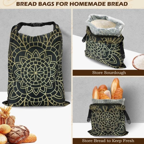 2 Pack Reusable Bread Bags for Homemade Bread, 17"×13" Sourdough Bread Storage Bags with Bowl Cover - Keep Loaf Fresh and Easy to Wash(Brown Diamond) - Image 2