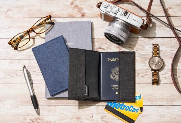 Brookstone Travel Passport Cover - Anti-Theft RFID-Blocking Passport Holder Cover Case for Vacations, Air Travel, Trains, and Buses, Black - Image 5