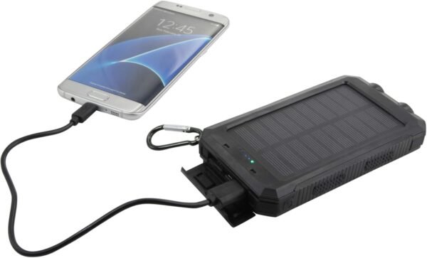 BoxWave Power Bank Compatible with Figo Trio - Solar Rejuva PowerPack (10000mAh), Solar Powered Backup Power Bank 10000mAh - Jet Black - Image 6
