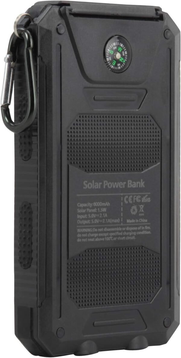 BoxWave Power Bank Compatible with ZTE Blade A3 Prime - Solar Rejuva PowerPack (10000mAh), Solar Powered Backup Power Bank 10000mAh - Jet Black - Image 9