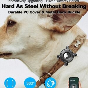 Airtag Dog Collar Holder,IPX8 Waterproof Airtag Holder for Dog Collar,Removable Metal Buckle Strap-Ultralight Hard TPU Dog Collar Airtag Holder,Compatible Apple AirTag, Black 1 Pack