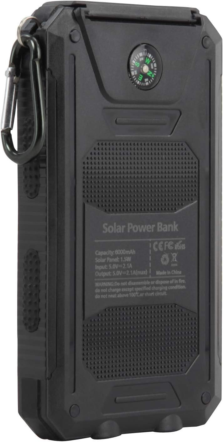 BoxWave Power Bank Compatible with Jitterbug Flip - Solar Rejuva PowerPack (10000mAh), Solar Powered Backup Power Bank 10000mAh - Jet Black - Image 9
