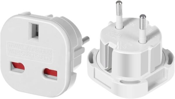 (White-5pcs) UK to EU Travel Converter,UK 3-Pin to European 2-Pin Grounded Travel Adapter Plug，EU 2 Cylindrical Plug to UK 3 Holes Socket AC Power Charger Adapter - Image 3