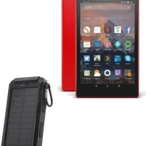 BoxWave Power Bank Compatible with Amazon Fire HD 8 (7th Gen 2017) – Solar Rejuva PowerPack (10000mAh), Solar Powered Backup Power Bank 10000mAh – Jet Black