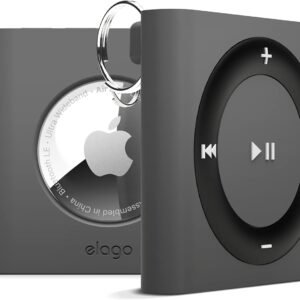 elago Shuffle Case Compatible with Apple AirTags Case [Dark Gray] – Designed for Air Tag, Drop Protection, Classic Retro MP3 Player Design(Track Dogs, Keys, Backpacks, Purses)Tracking Tag Not Included