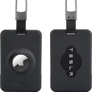 PROfezzion Tesla Key Card Holder with AirTag Slot, AirTag Tesla Card Plastic Card Key Holder for Model 3 Y S X Cybertruck with Keychain Key Rings, Key Card Protective Case Cover for Tesla – 2 Pack