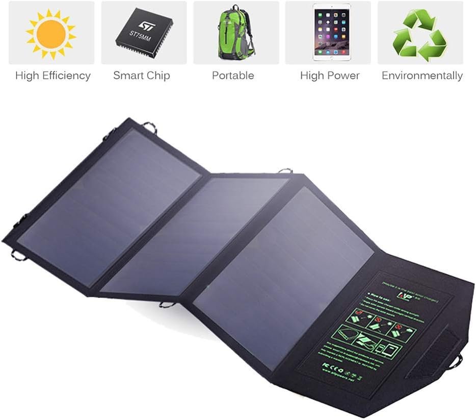 AIZYR Foldable 21W Solar Panel Charger, Lightweight Camping Gear Solar Powered Charger with 2 USB Port for Portable Power Station Generator and USB Devices - Image 3