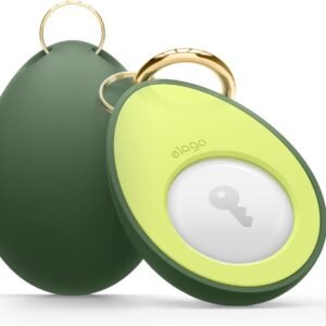 elago Avocado Case Compatible with Apple AirTag – Drop Protection Keychain, Cute Design, Carabiner Holder Key Ring (Track Dogs, Keys, Backpacks, Purses) Tracking Device Not Included [Green]