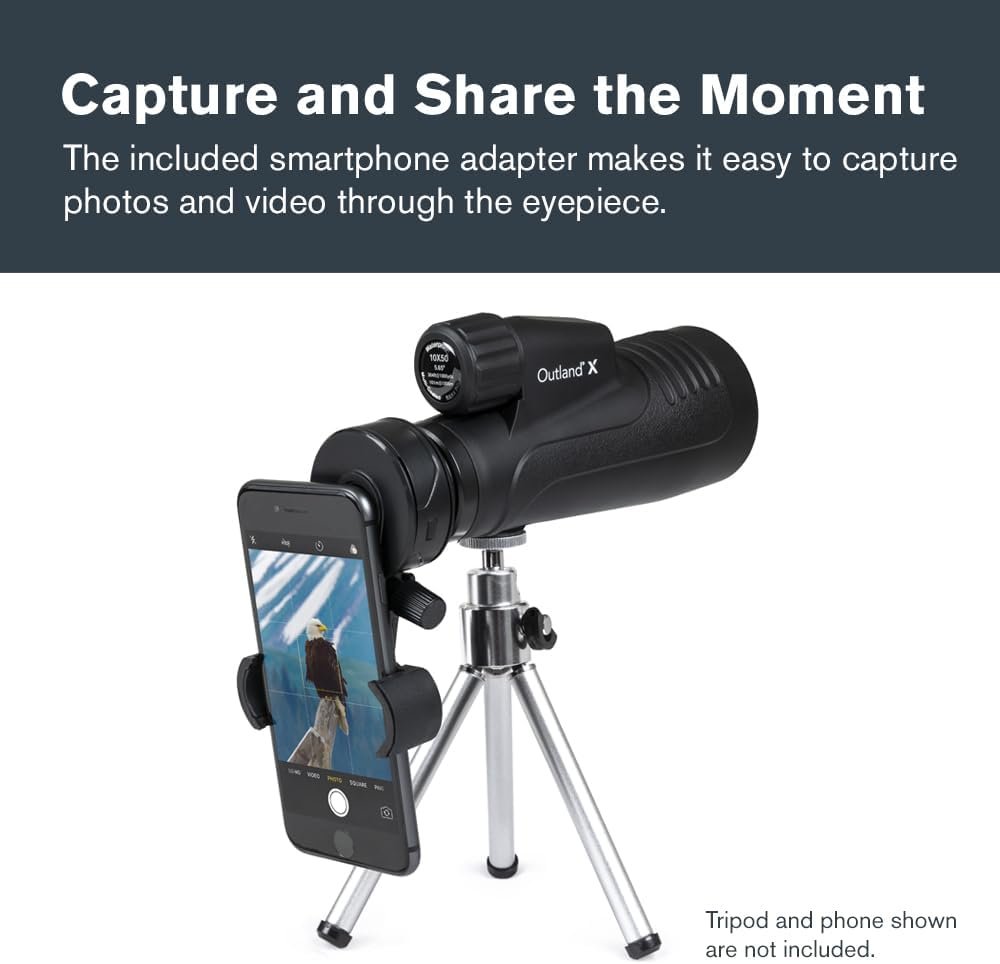 Celestron – Outland X 10x50 Monocular – Includes Smartphone Adapter – Large 50mm Objective Lens – Multi-Coated Optics – BaK-4 Prism –Waterproof & Fogproof – Tripod Adaptable – Belt Case Included - Image 7