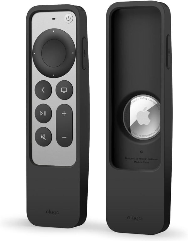 elago R5 Locator Case Compatible with 2022 Apple TV 4K Siri Remote 3rd Gen, 2021 2nd Gen and AirTag - Full Access to All Functions [Black]