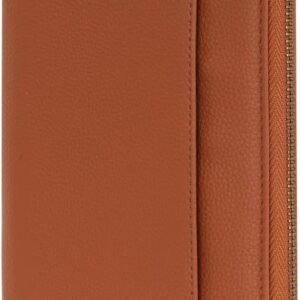 WASON Leather Zipper Travel Passport Wallet Holder RFID Blocking Cover, Passport case Pocket Slot for Card, Cash, ID, Boarding Pass and Ticket for Men, Women and Family Trips (Brown)