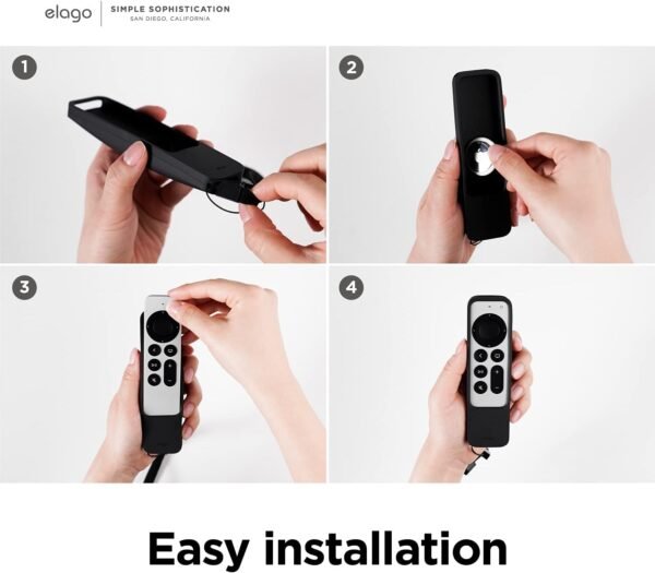elago R5 Locator Case Compatible with 2022 Apple TV 4K Siri Remote 3rd Gen, 2021 2nd Gen and AirTag - Full Access to All Functions [Black] - Image 5