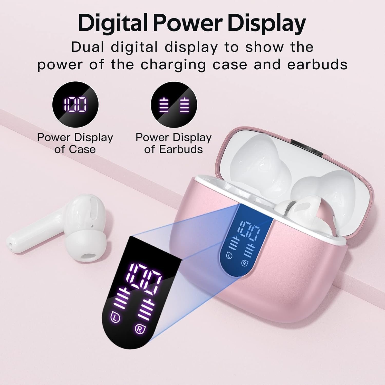 Bluetooth Headphones True Wireless Earbuds 60H Playback LED Power Display Earphones with Wireless Charging Case IPX5 Waterproof in-Ear Earbuds with Mic for TV Smart Phone Laptop Computer Sports. New. - Image 6