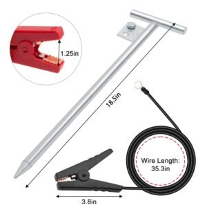 Electric Fence Wire – Grounding Rod for Solar Powered Energizers, Alligator Clip Lead Wire for Electric Fence Chargers, Ideal for Generator Use