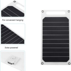 Lixada 10W 5V Solar Panel Charger USB Port Portable High Power Paper Shaped Monocrystalline Silicon for Cell Phone Camping