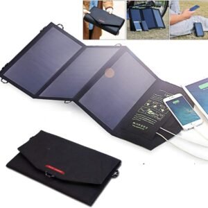 AIZYR Foldable 21W Solar Panel Charger, Lightweight Camping Gear Solar Powered Charger with 2 USB Port for Portable Power Station Generator and USB Devices